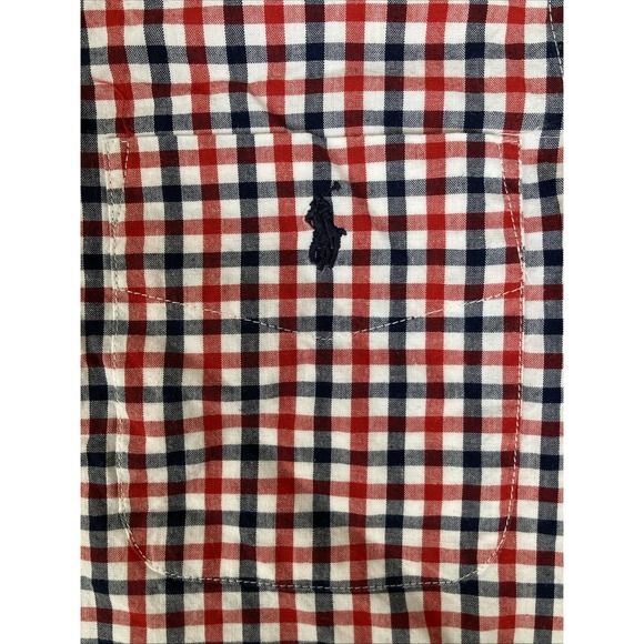 Polo Ralph Lauren Boys Short Sleeve Button Down Shirt Size 4 Red Blue Check Pony - Picture 3 of 6